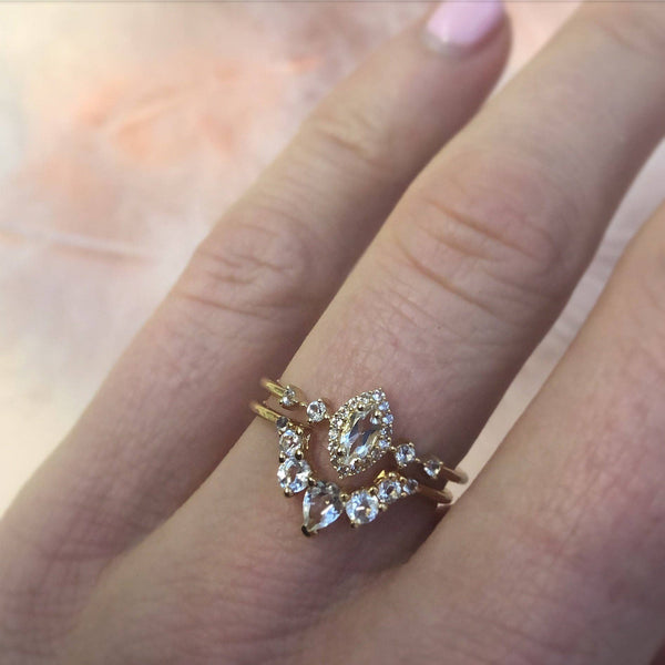 White Topaz Harlow Ring-Blue Hand Home