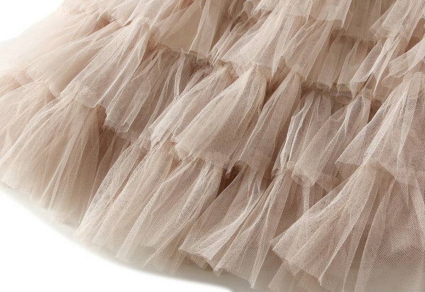 Elastic waist Tulle Tutu Midi Skirt-Blue Hand Home