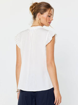 Margot Pleated Sleeve Blouse-Blue Hand Home