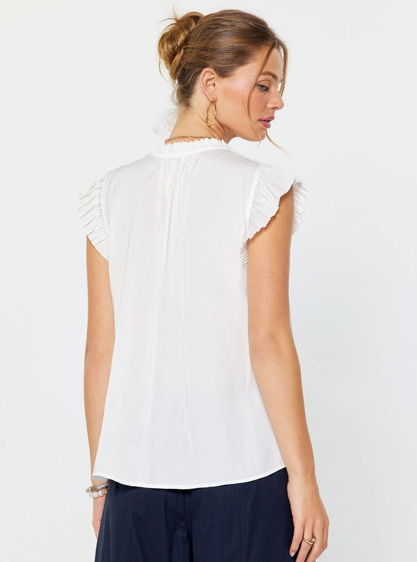Margot Pleated Sleeve Blouse-Blue Hand Home