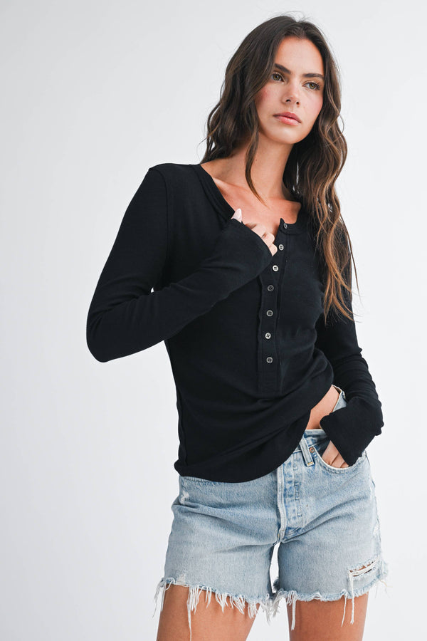8630hk Henley Long Sleeve Top