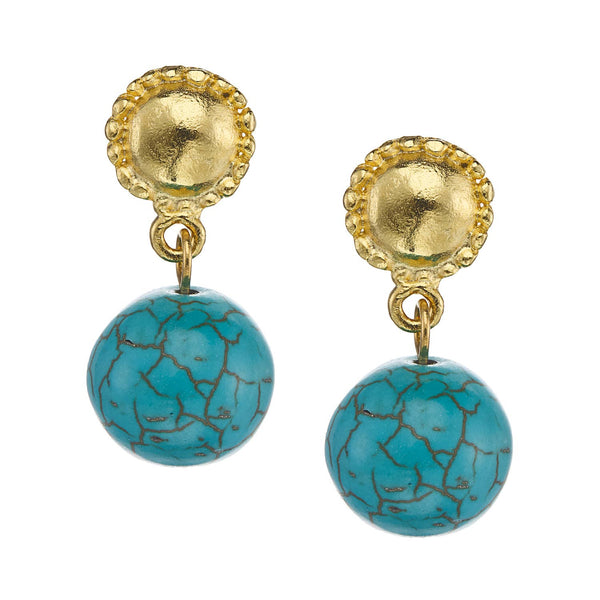 Turquoise Drop Earrings-Blue Hand Home