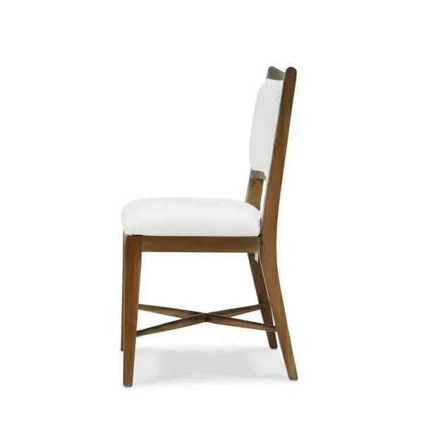Bramble Fitzrovia Dining Chair In Straw Wash W/ Arctic White Performance Fabric & White Rattan-Bramble-Blue Hand Home