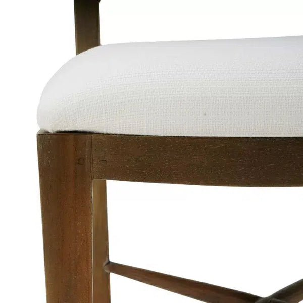 Bramble Fitzrovia Dining Chair In Straw Wash W/ Arctic White Performance Fabric & White Rattan-Bramble-Blue Hand Home