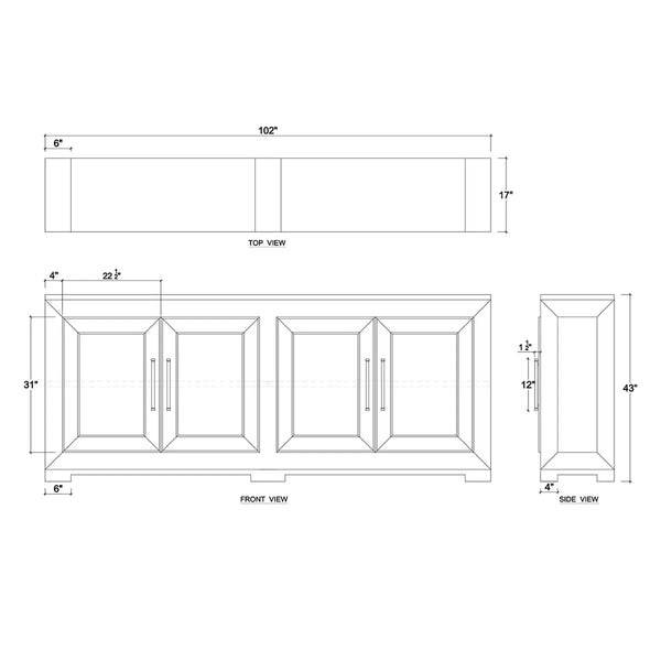 Fleet 4 Door Sideboard-Blue Hand Home