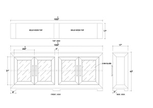 Fleet 4 Door Sideboard w/ Glass w/ LED-Blue Hand Home