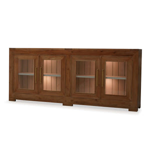 Fleet 4 Door Sideboard w/ Glass w/ LED-Blue Hand Home