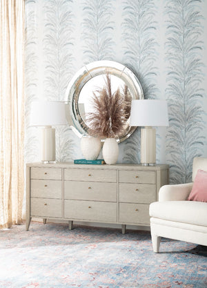 Formosa Table Lamp with White Linen Shade, Dove Gray