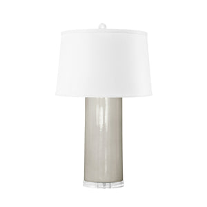 Formosa Table Lamp with White Linen Shade, Dove Gray