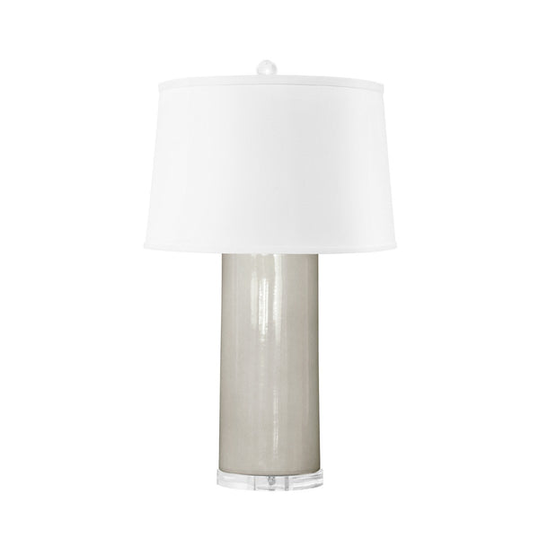 Formosa Table Lamp with White Linen Shade, Dove Gray