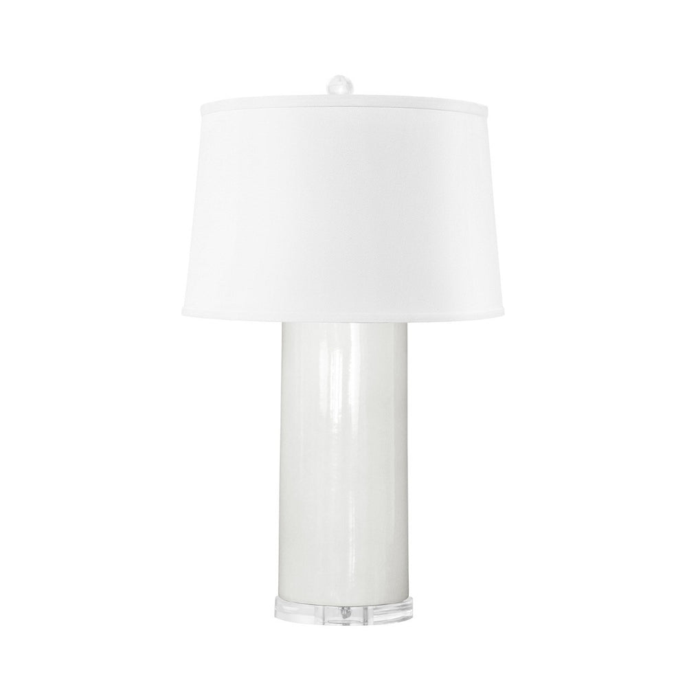Formosa Lamp with Shade 17-inch White Linen, with Nickel, White Cloud