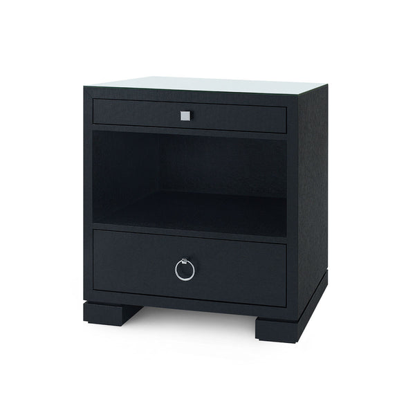 Frances 2-Drawer Side Table with Protective Glass Top
