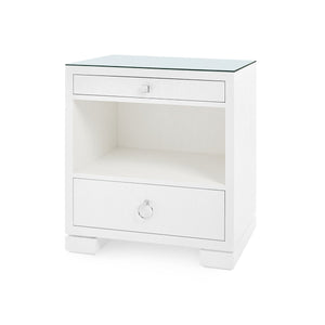 Frances 2-Drawer Side Table with Protective Glass Top