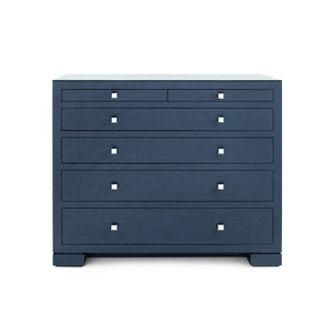 Frances 6-Drawer with Glass Top, Deep Navy