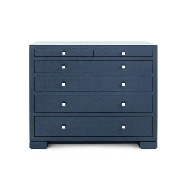 Frances 6-Drawer with Glass Top, Deep Navy