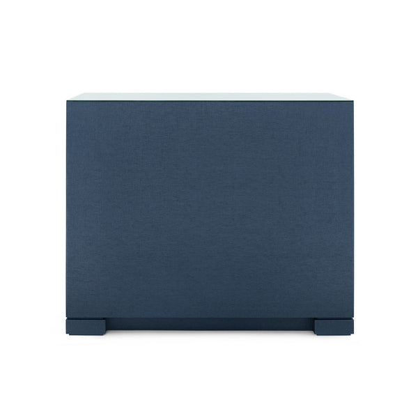 Frances 6-Drawer with Glass Top, Deep Navy