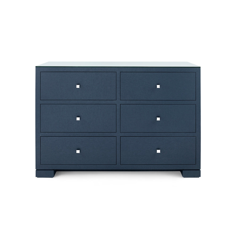 Frances Extra Large 6-Drawer with Glass Top, Deep Navy-Blue Hand Home