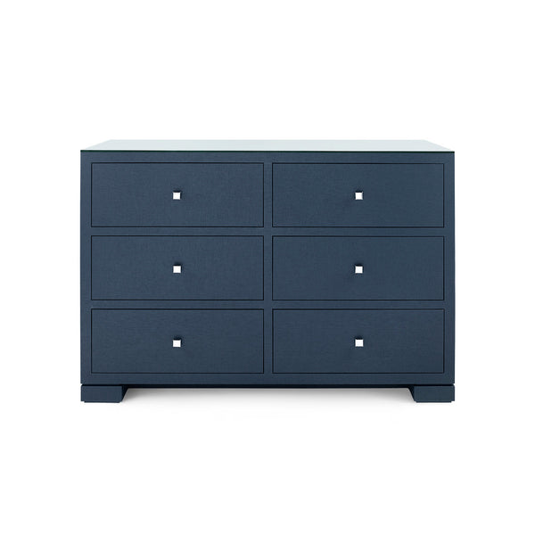 Frances Extra Large 6-Drawer with Glass Top, Deep Navy
