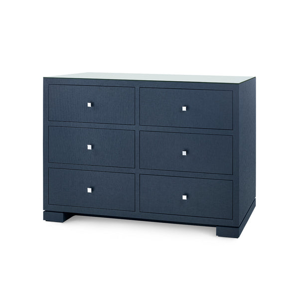 Frances Extra Large 6-Drawer with Glass Top, Deep Navy