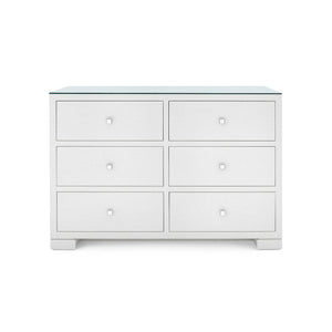 Frances Extra Large 6-Drawer with Glass Top, Chiffon White