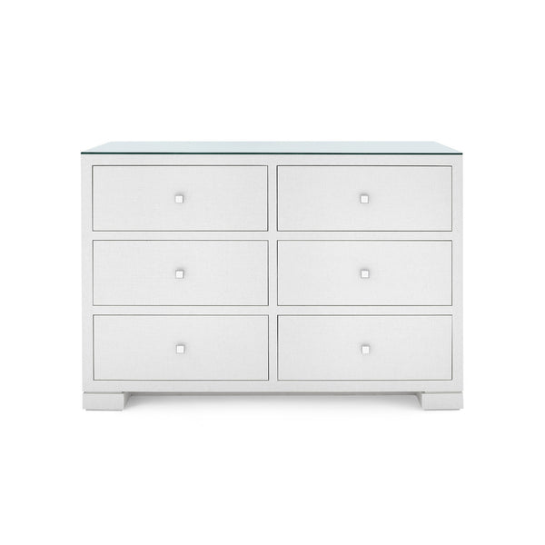 Frances Extra Large 6-Drawer with Glass Top, Chiffon White