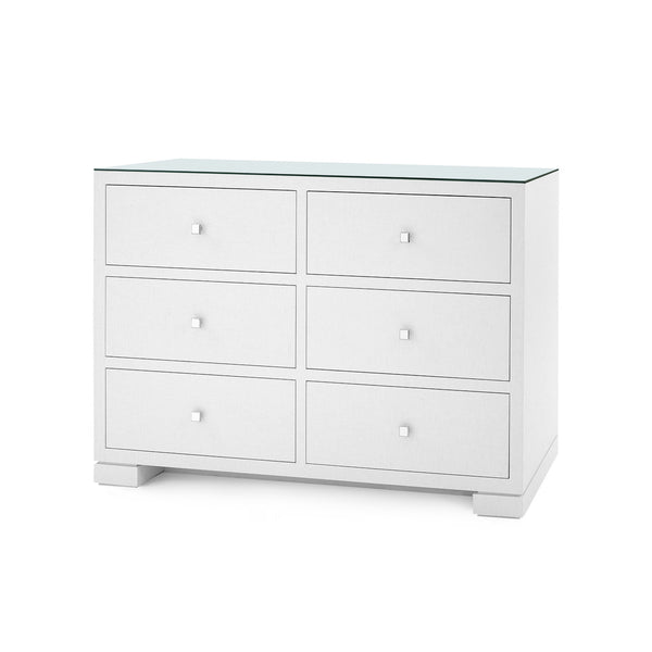 Frances Extra Large 6-Drawer with Glass Top, Chiffon White