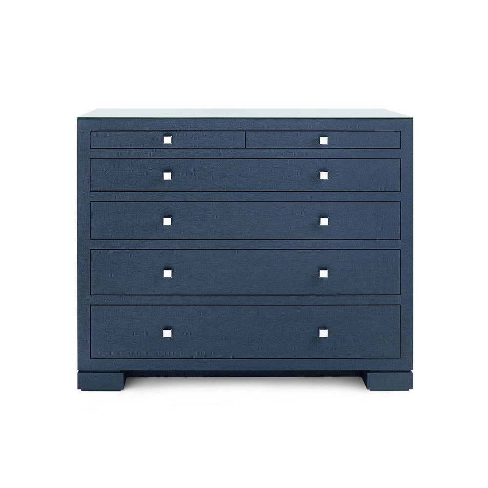Frances 6-Drawer with Glass Top, Deep Navy-Blue Hand Home