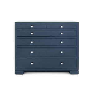 Frances 6-Drawer with Glass Top, Deep Navy-Blue Hand Home