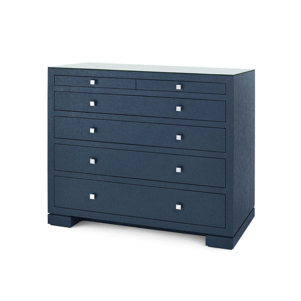 Frances 6-Drawer with Glass Top, Deep Navy-Blue Hand Home