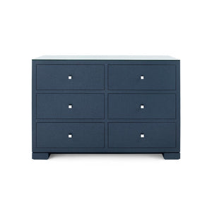 Frances Extra Large 6-Drawer with Glass Top, Deep Navy-Blue Hand Home