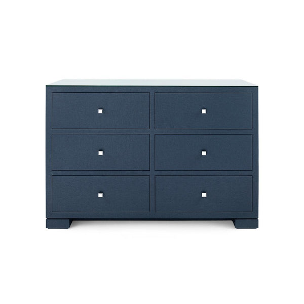 Frances Extra Large 6-Drawer with Glass Top, Deep Navy-Blue Hand Home