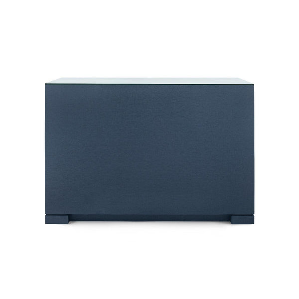 Frances Extra Large 6-Drawer with Glass Top, Deep Navy-Blue Hand Home