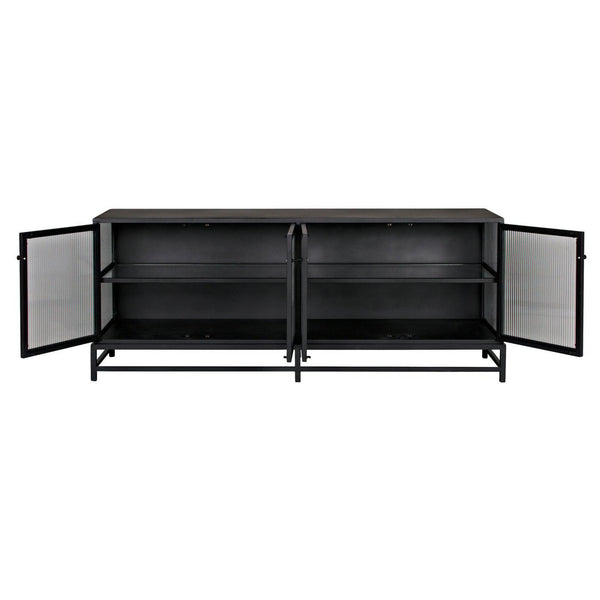 Chandler 4 Door Sideboard, Black Steel-Noir Furniture-Blue Hand Home