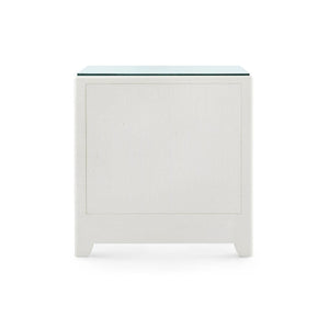 Gianna 3-Drawer Side Table with Glass Top, Sand White-Blue Hand Home