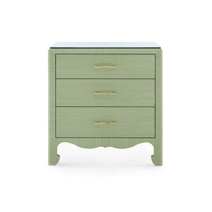 Gianna 3-Drawer Side Table with Glass Top, Spring Green-Blue Hand Home