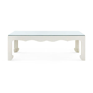 Gianna Coffee Table with Glass Top, Sand White-Blue Hand Home