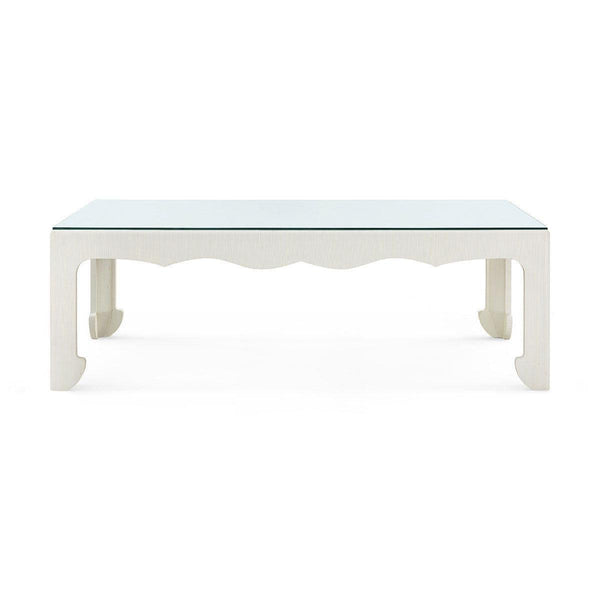 Gianna Coffee Table with Glass Top, Sand White-Blue Hand Home