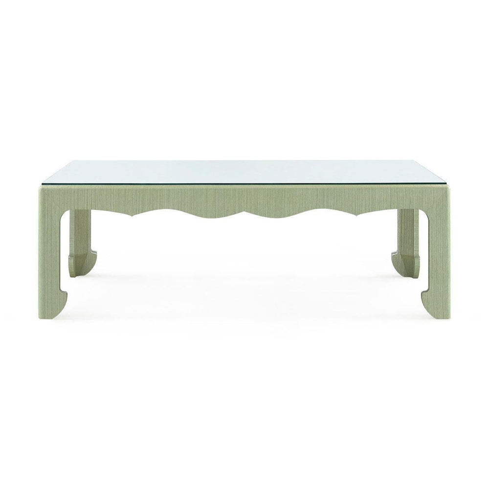 Gianna Coffee Table with Glass Top, Spring Green-Blue Hand Home