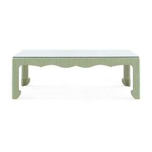 Gianna Coffee Table with Glass Top, Spring Green-Blue Hand Home