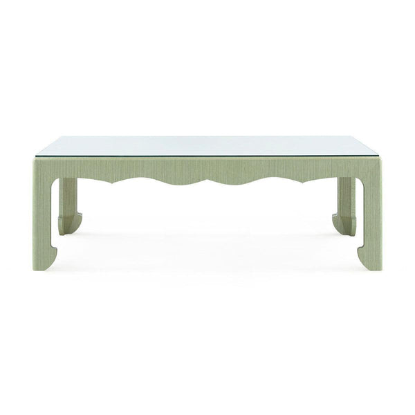 Gianna Coffee Table with Glass Top, Spring Green-Blue Hand Home