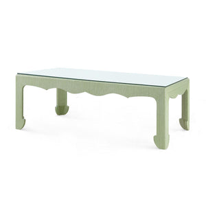Gianna Coffee Table with Glass Top, Spring Green-Blue Hand Home
