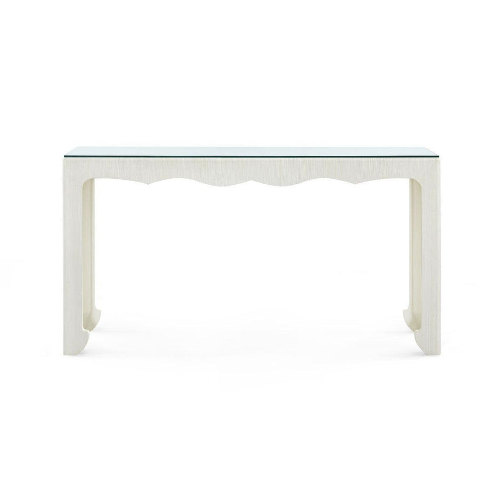 Gianna Console with Glass Top, Sand White-Blue Hand Home