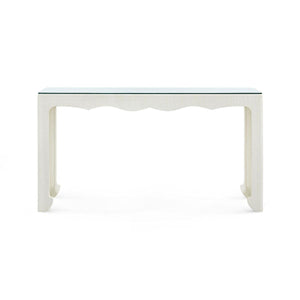 Gianna Console with Glass Top, Sand White-Blue Hand Home
