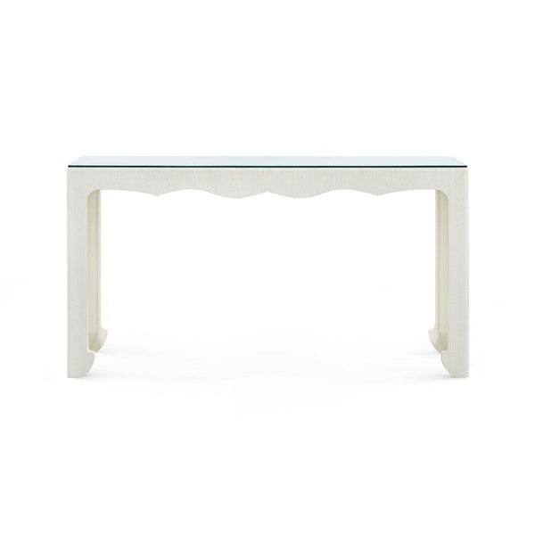 Gianna Console with Glass Top, Sand White-Blue Hand Home