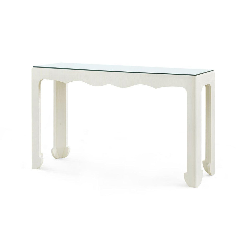 Gianna Console with Glass Top, Sand White-Blue Hand Home
