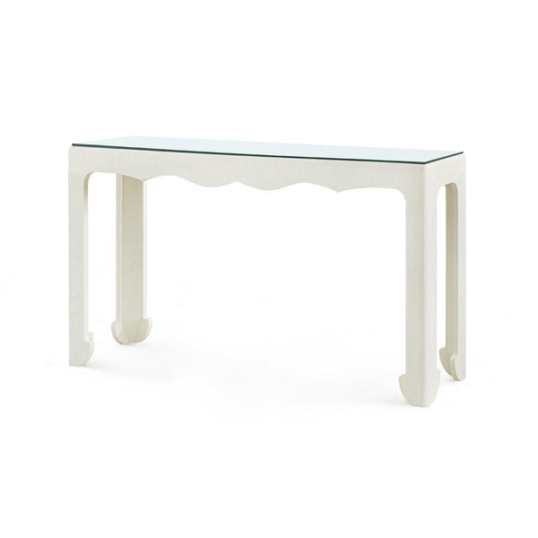 Gianna Console with Glass Top, Sand White-Blue Hand Home
