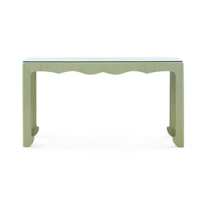 Gianna Console with Glass Top, Spring Green-Blue Hand Home