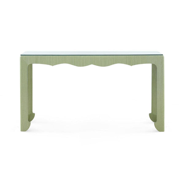 Gianna Console with Glass Top, Spring Green-Blue Hand Home