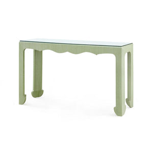 Gianna Console with Glass Top, Spring Green-Blue Hand Home