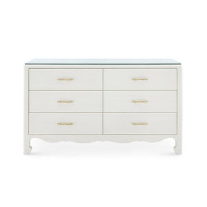 Gianna Extra Large 6-Drawer with Glass Top, Sand White-Blue Hand Home